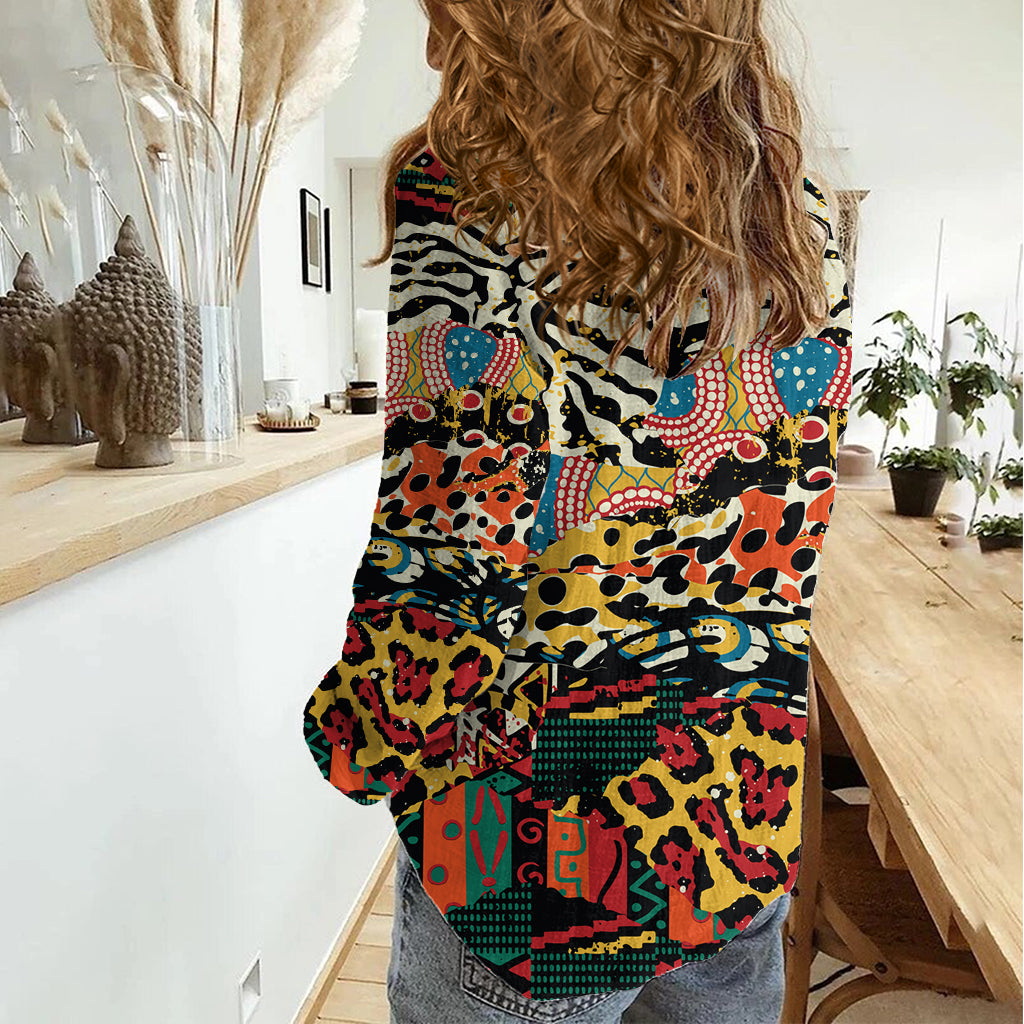 Africa Animal Pattern Women Casual Shirt - Wonder Print Shop