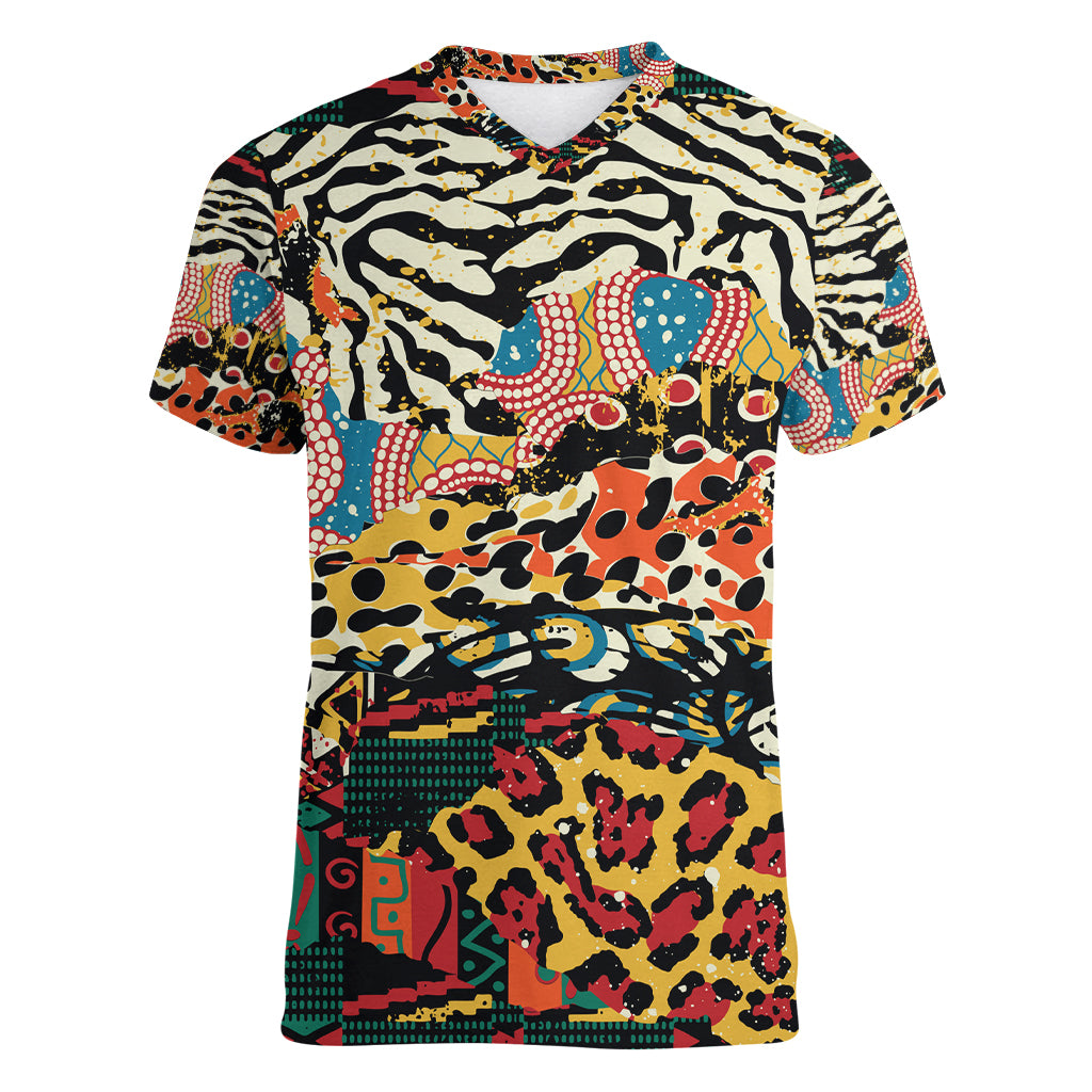 Africa Animal Pattern Women V Neck T Shirt - Wonder Print Shop