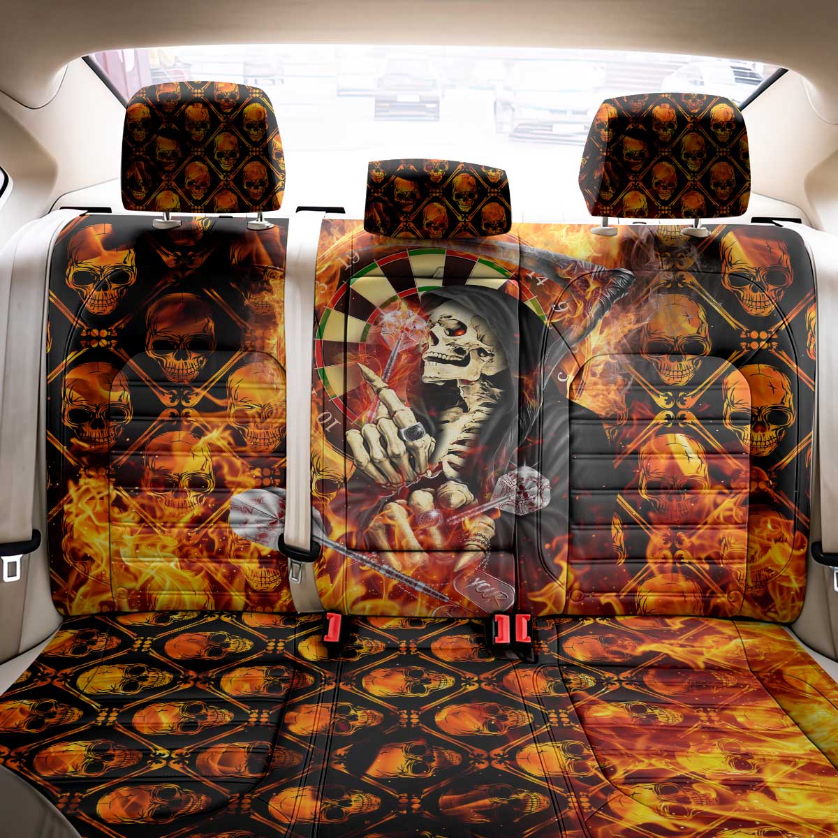 Skull Darts Back Car Seat Cover Death In Fire