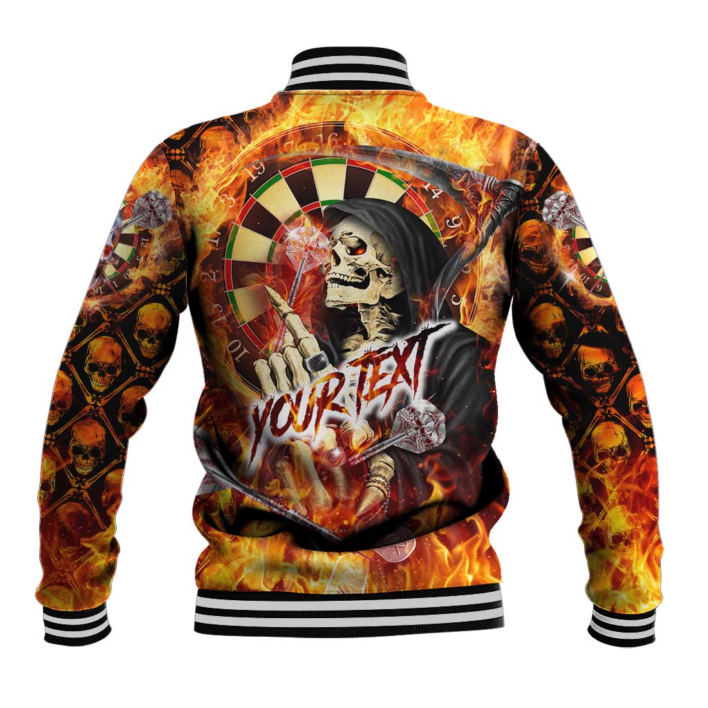 Personalised Skull Darts Baseball Jacket Death In Fire