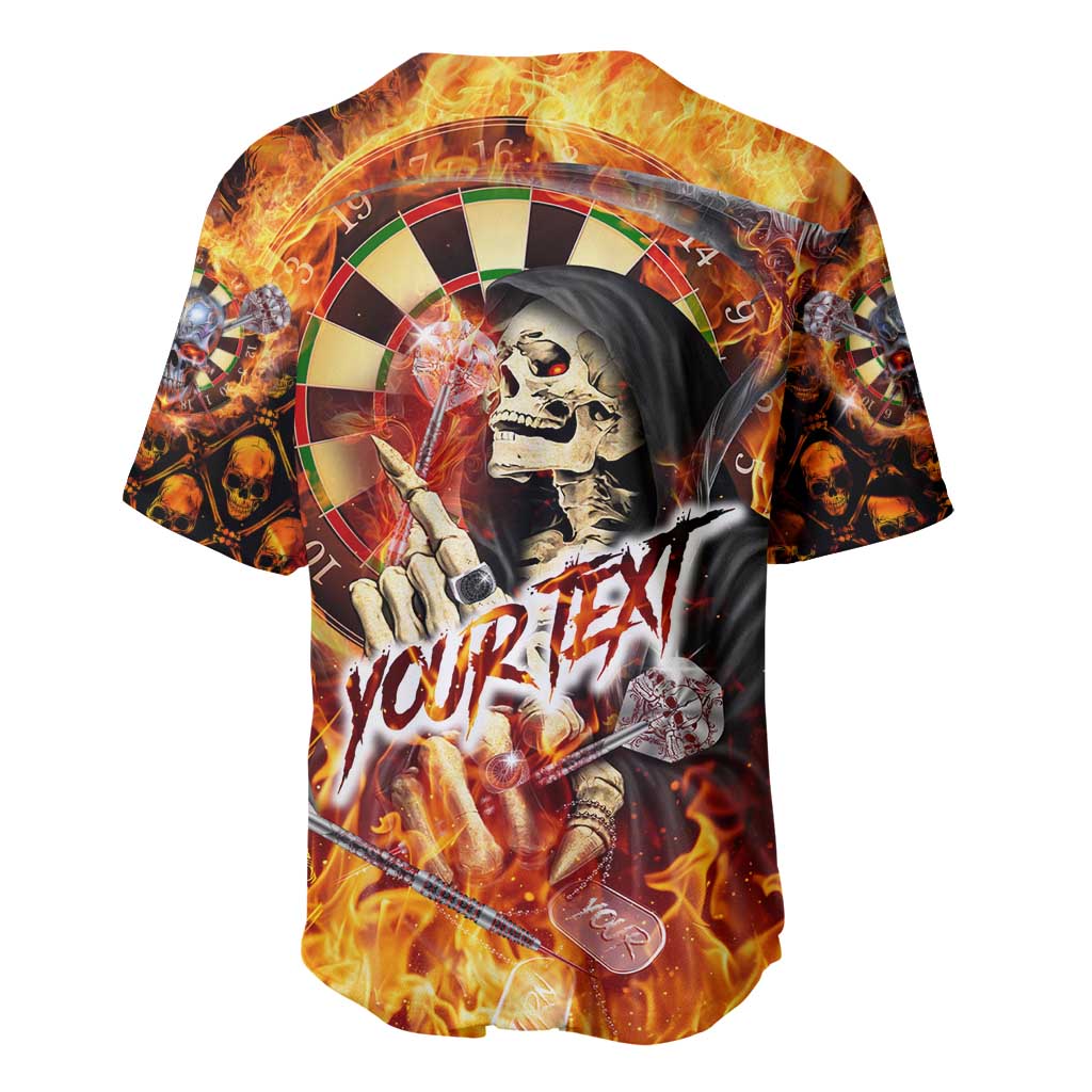 Personalised Skull Darts Baseball Jersey Death In Fire