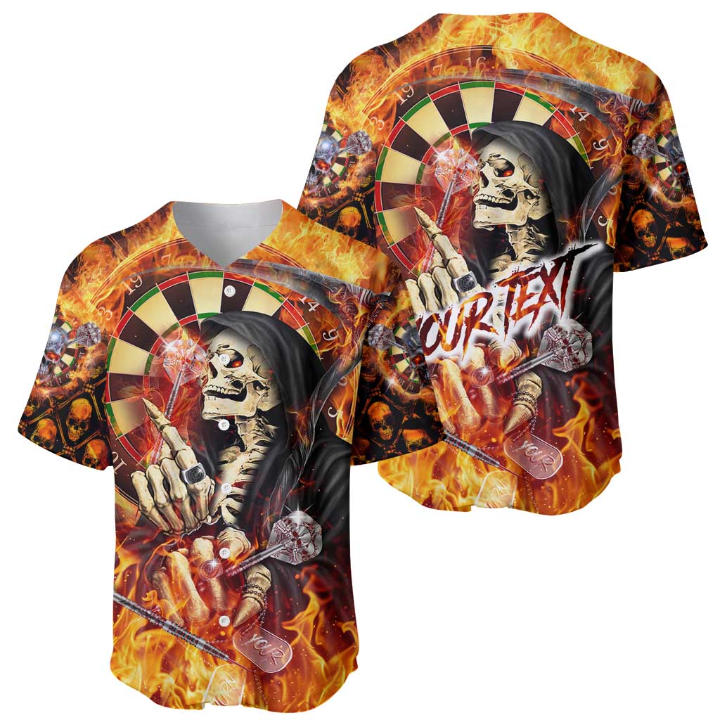 Personalised Skull Darts Baseball Jersey Death In Fire