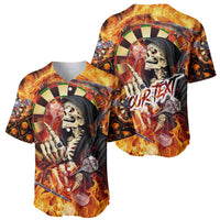 Personalised Skull Darts Baseball Jersey Death In Fire
