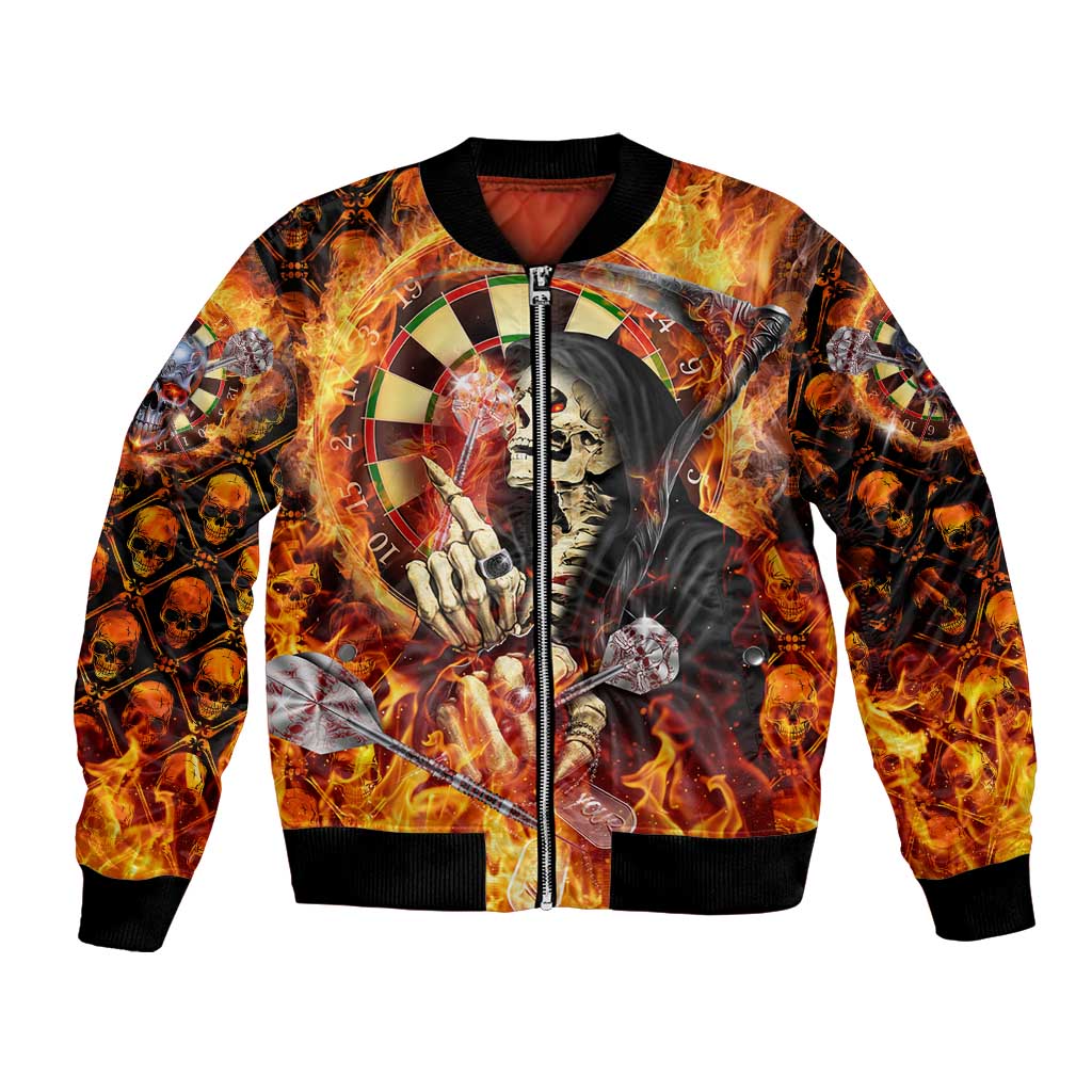 Personalised Skull Darts Bomber Jacket Death In Fire