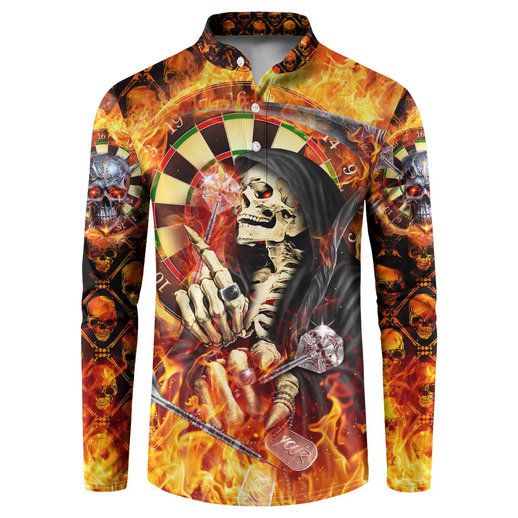 Personalised Skull Darts Button Sweatshirt Death In Fire