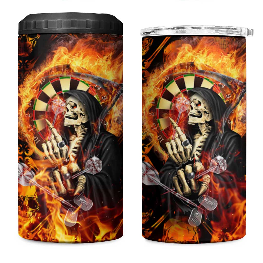 Skull Darts 4 in 1 Can Cooler Tumbler Death In Fire