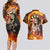 Personalised Skull Darts Couples Matching Long Sleeve Bodycon Dress and Hawaiian Shirt Death In Fire