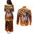 Personalised Skull Darts Couples Matching Puletasi and Long Sleeve Button Shirt Death In Fire