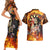 Personalised Skull Darts Couples Matching Short Sleeve Bodycon Dress and Hawaiian Shirt Death In Fire