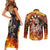 Personalised Skull Darts Couples Matching Short Sleeve Bodycon Dress and Long Sleeve Button Shirt Death In Fire