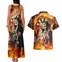 Personalised Skull Darts Couples Matching Tank Maxi Dress and Hawaiian Shirt Death In Fire