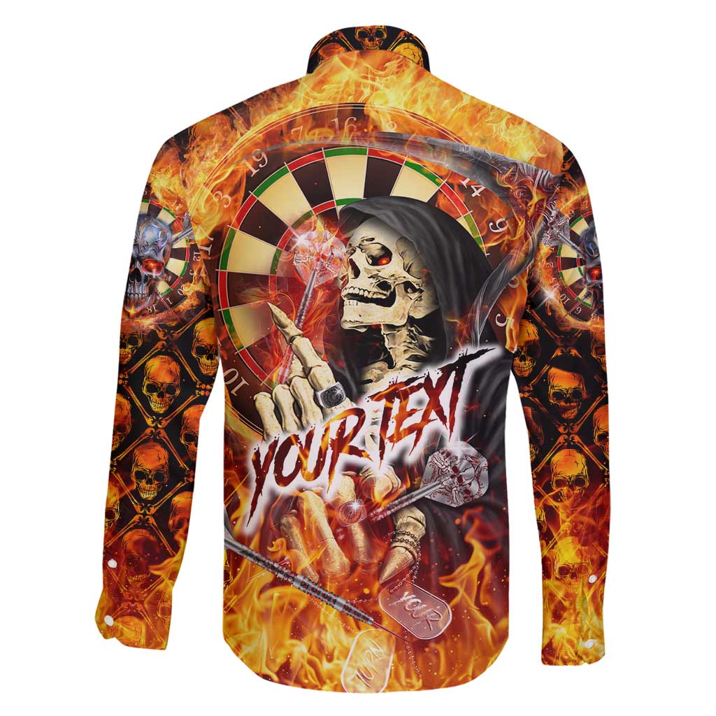 Personalised Skull Darts Family Matching Long Sleeve Bodycon Dress and Hawaiian Shirt Death In Fire