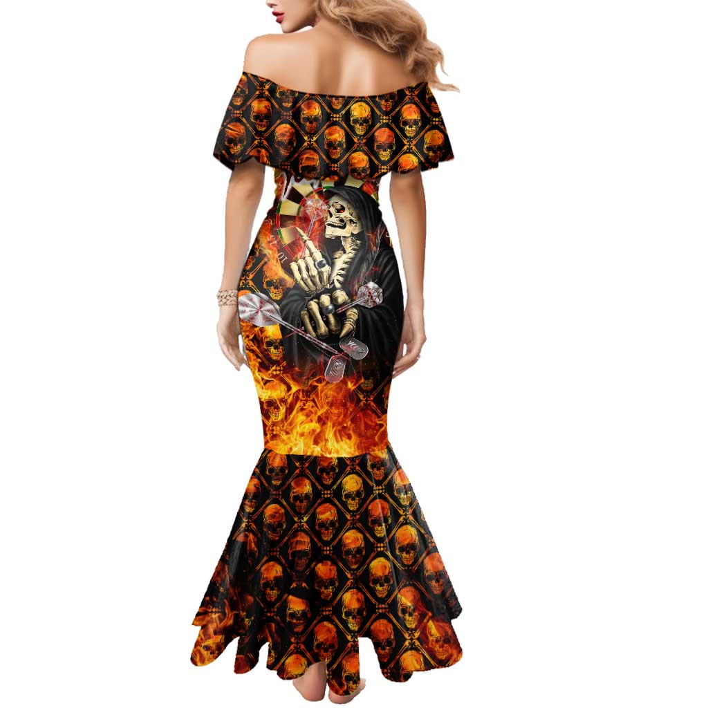Personalised Skull Darts Family Matching Mermaid Dress and Hawaiian Shirt Death In Fire