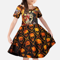 Personalised Skull Darts Family Matching Off The Shoulder Long Sleeve Dress and Hawaiian Shirt Death In Fire