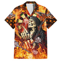 Personalised Skull Darts Family Matching Off The Shoulder Long Sleeve Dress and Hawaiian Shirt Death In Fire