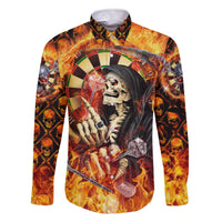 Personalised Skull Darts Family Matching Off The Shoulder Long Sleeve Dress and Hawaiian Shirt Death In Fire