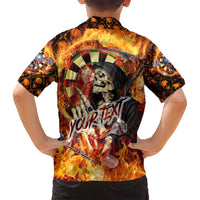 Personalised Skull Darts Family Matching Off Shoulder Maxi Dress and Hawaiian Shirt Death In Fire