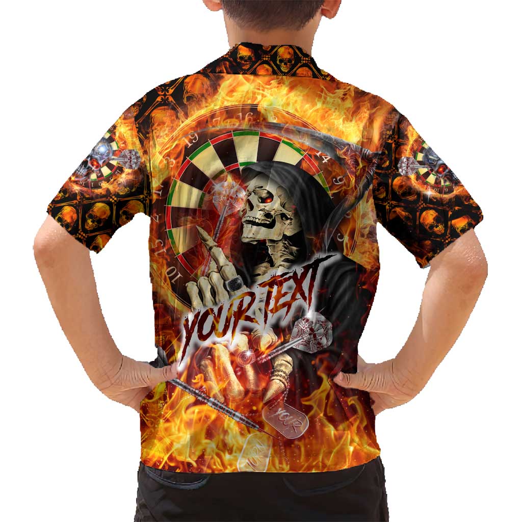 Personalised Skull Darts Family Matching Puletasi and Hawaiian Shirt Death In Fire