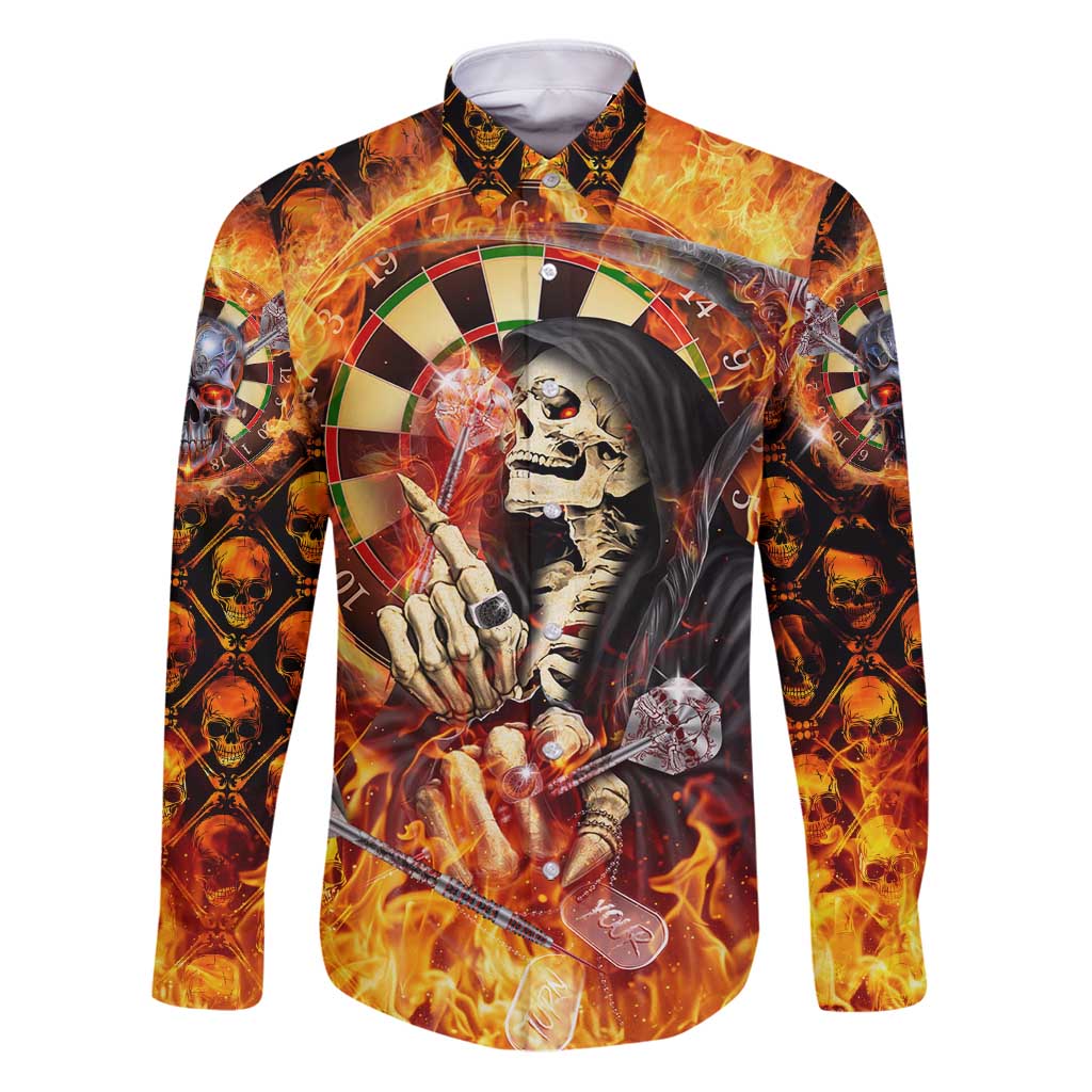 Personalised Skull Darts Family Matching Puletasi and Hawaiian Shirt Death In Fire