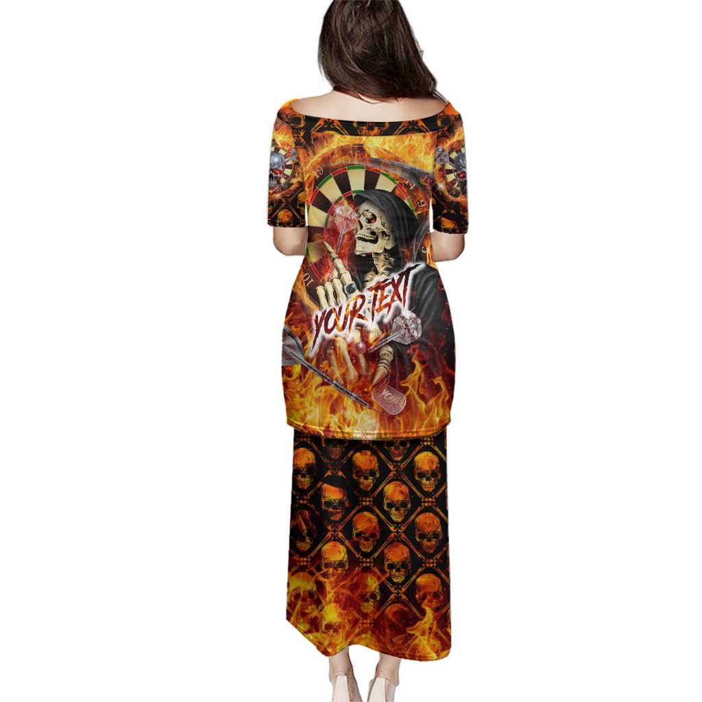 Personalised Skull Darts Family Matching Puletasi and Hawaiian Shirt Death In Fire