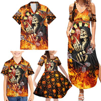 Personalised Skull Darts Family Matching Summer Maxi Dress and Hawaiian Shirt Death In Fire
