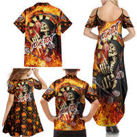 Personalised Skull Darts Family Matching Summer Maxi Dress and Hawaiian Shirt Death In Fire