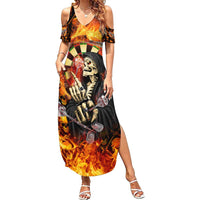 Personalised Skull Darts Family Matching Summer Maxi Dress and Hawaiian Shirt Death In Fire