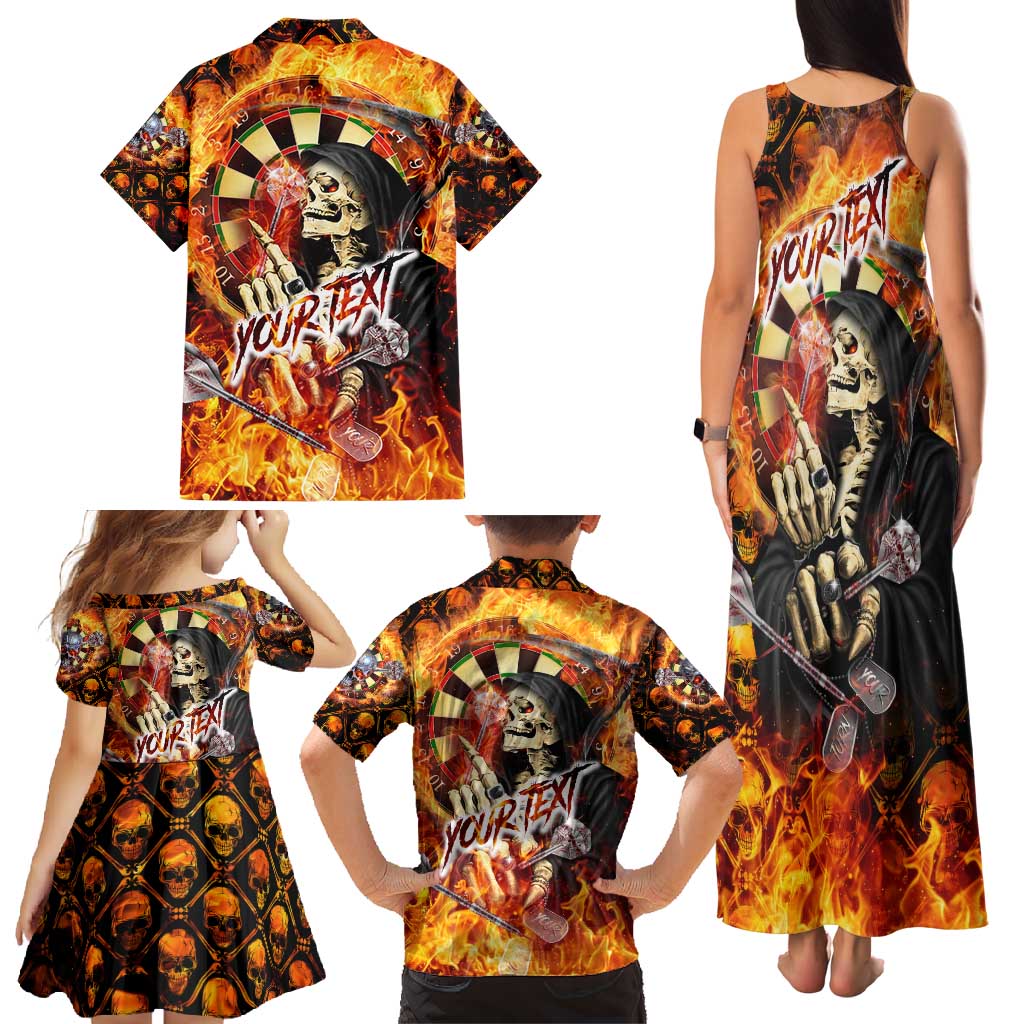 Personalised Skull Darts Family Matching Tank Maxi Dress and Hawaiian Shirt Death In Fire