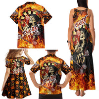Personalised Skull Darts Family Matching Tank Maxi Dress and Hawaiian Shirt Death In Fire