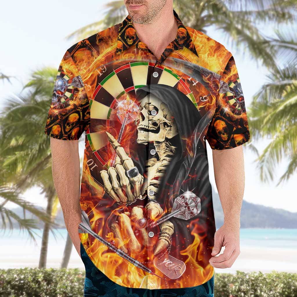 Personalised Skull Darts Hawaiian Shirt Death In Fire