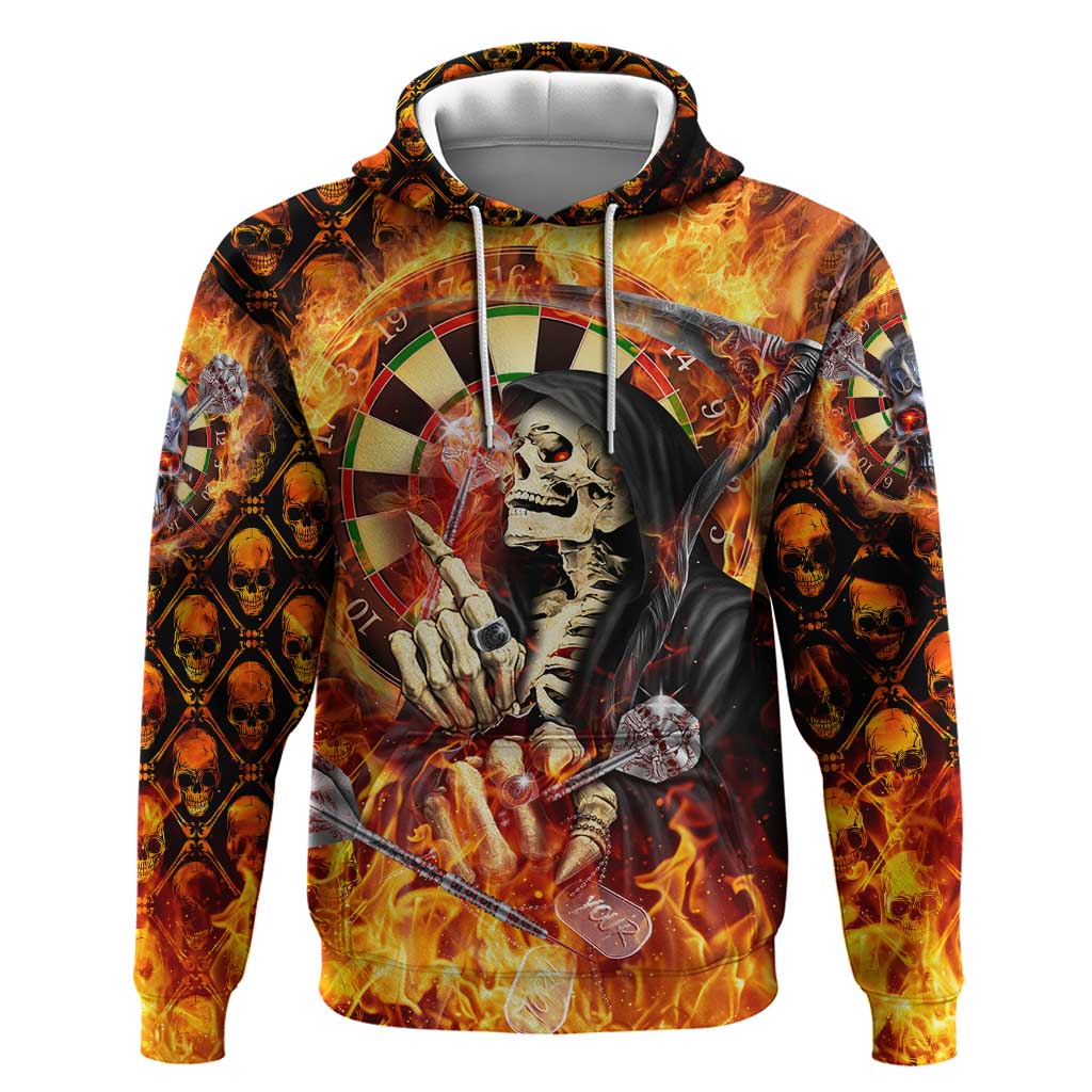 Personalised Skull Darts Hoodie Death In Fire