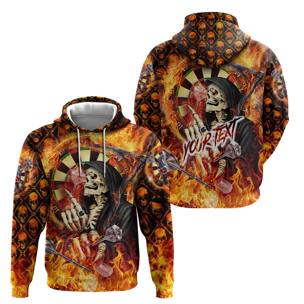 Personalised Skull Darts Hoodie Death In Fire