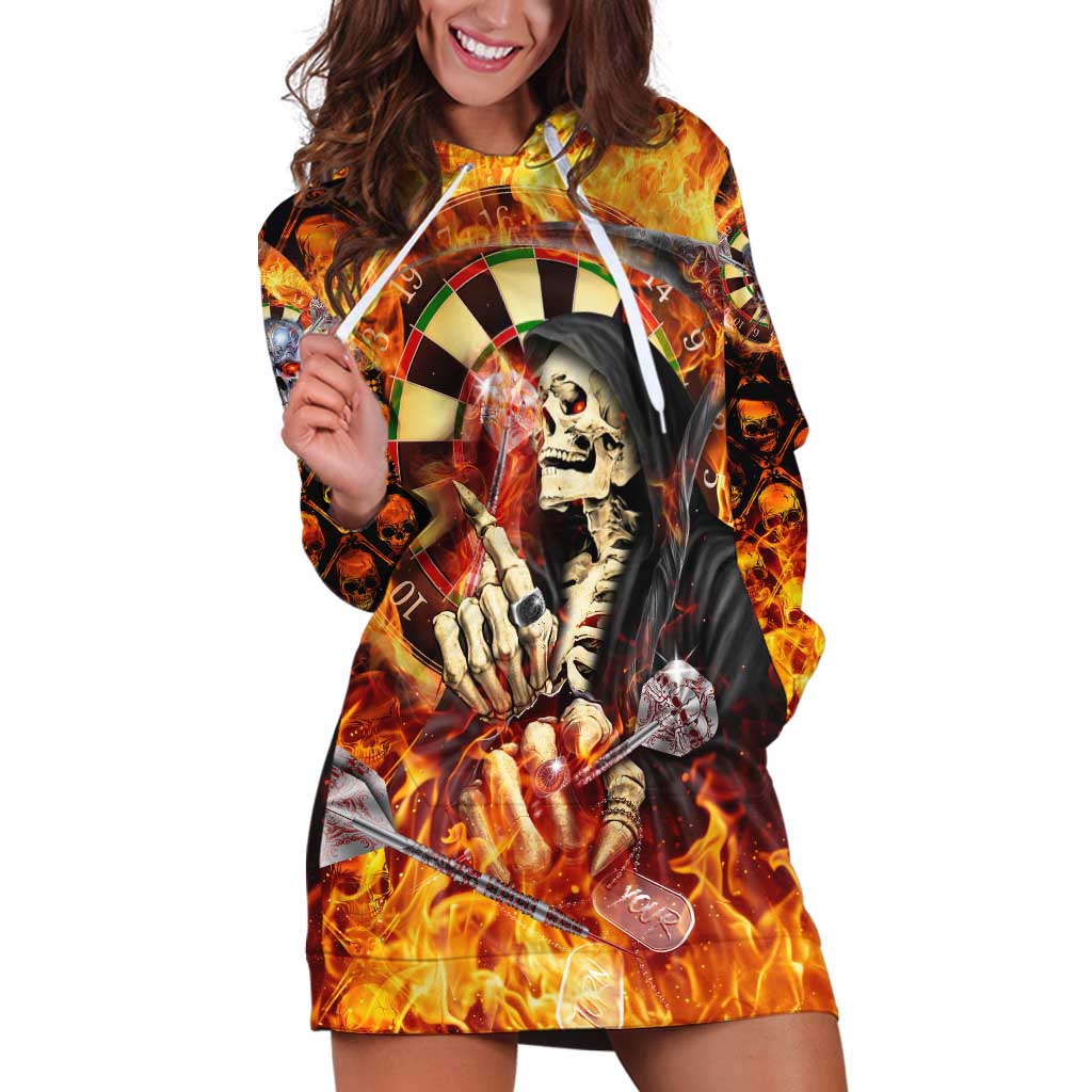 Personalised Skull Darts Hoodie Dress Death In Fire
