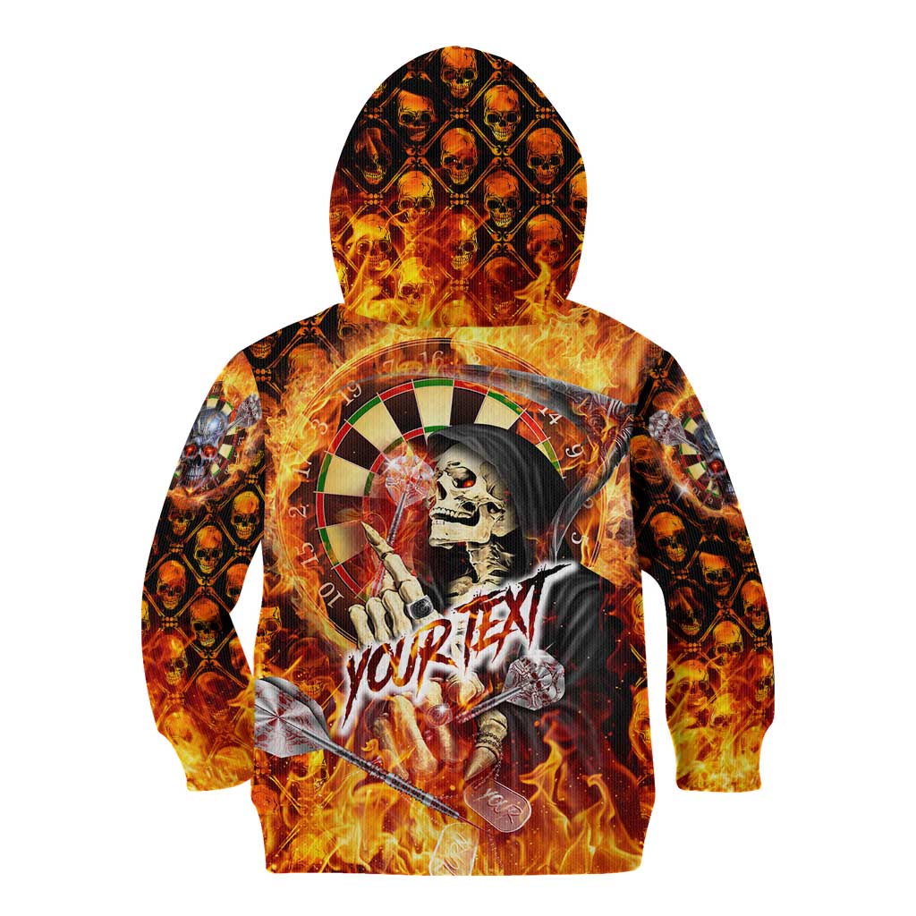 Personalised Skull Darts Kid Hoodie Death In Fire