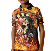 Personalised Skull Darts Kid Polo Shirt Death In Fire