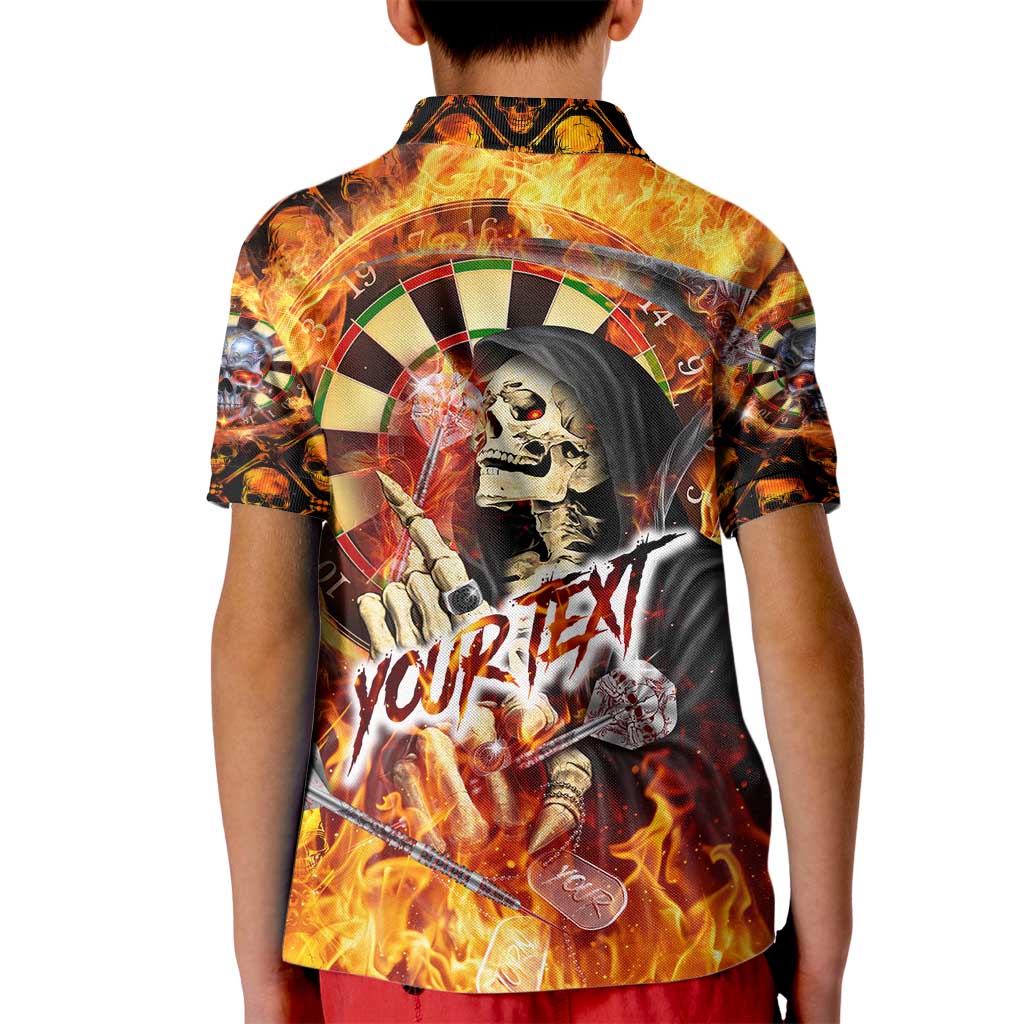 Personalised Skull Darts Kid Polo Shirt Death In Fire