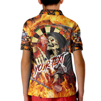 Personalised Skull Darts Kid Polo Shirt Death In Fire