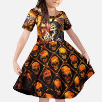 Personalised Skull Darts Kid Short Sleeve Dress Death In Fire