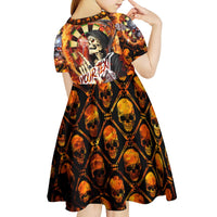 Personalised Skull Darts Kid Short Sleeve Dress Death In Fire