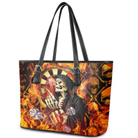 Skull Darts Leather Tote Bag Death In Fire