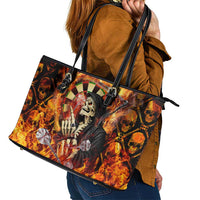 Skull Darts Leather Tote Bag Death In Fire