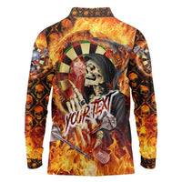 Personalised Skull Darts Long Sleeve Polo Shirt Death In Fire