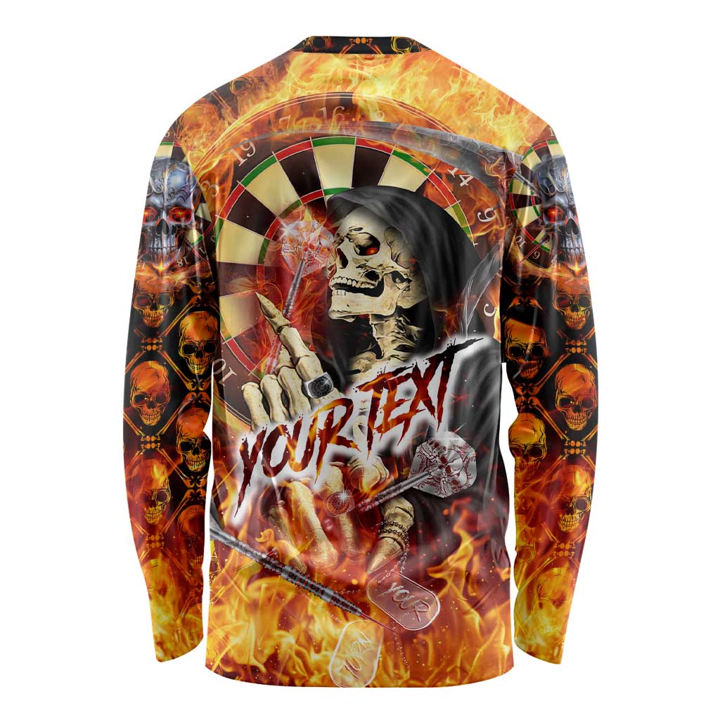 Personalised Skull Darts Long Sleeve Shirt Death In Fire