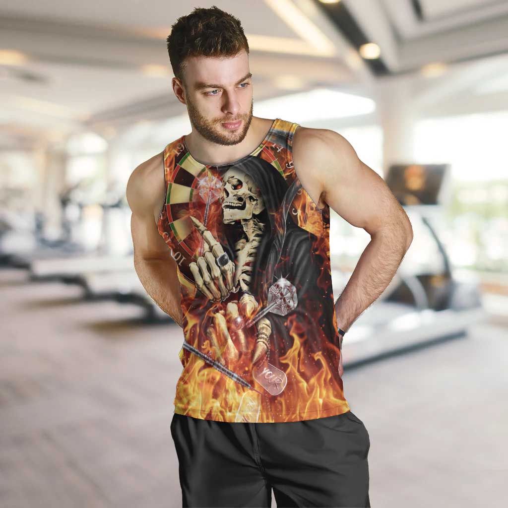 Personalised Skull Darts Men Tank Top Death In Fire