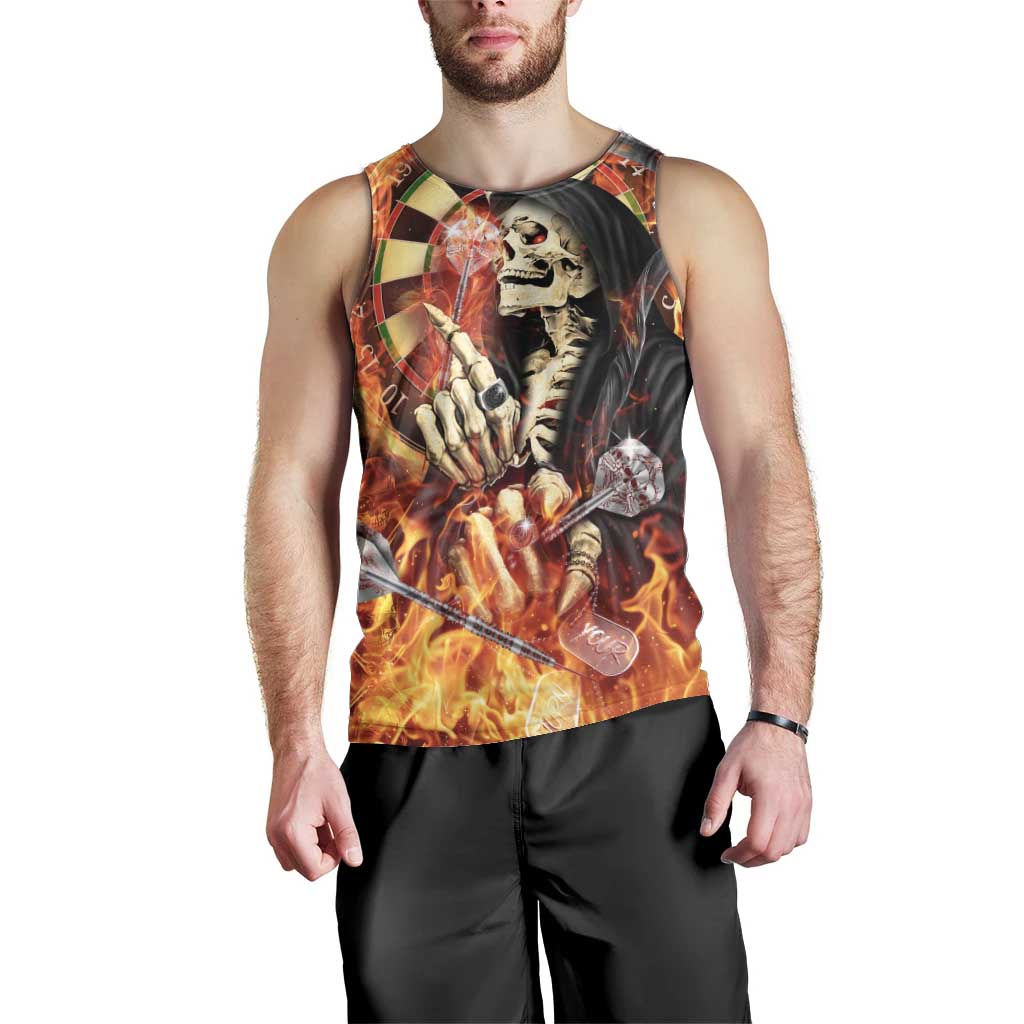 Personalised Skull Darts Men Tank Top Death In Fire