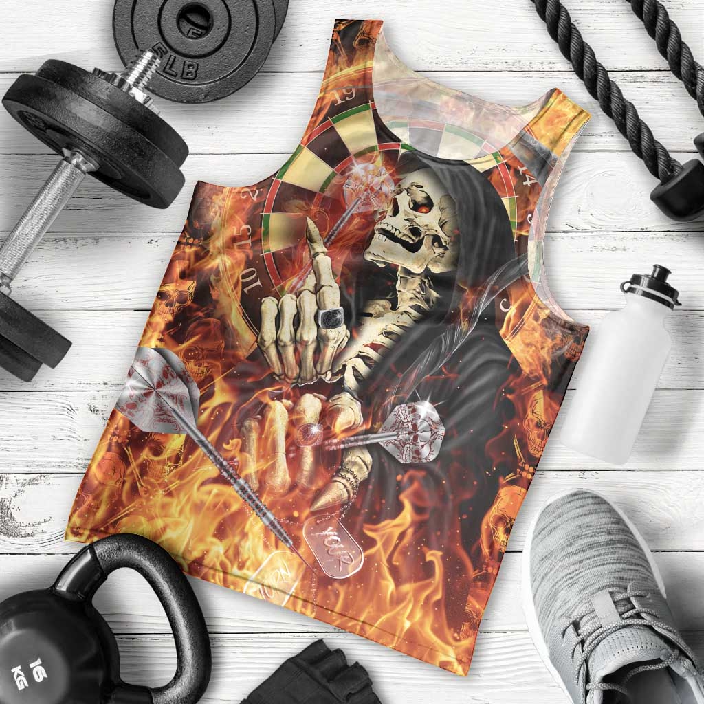 Personalised Skull Darts Men Tank Top Death In Fire