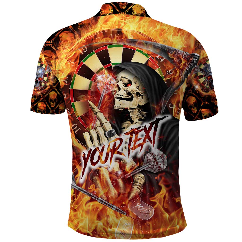 Personalised Skull Darts Polo Shirt Death In Fire