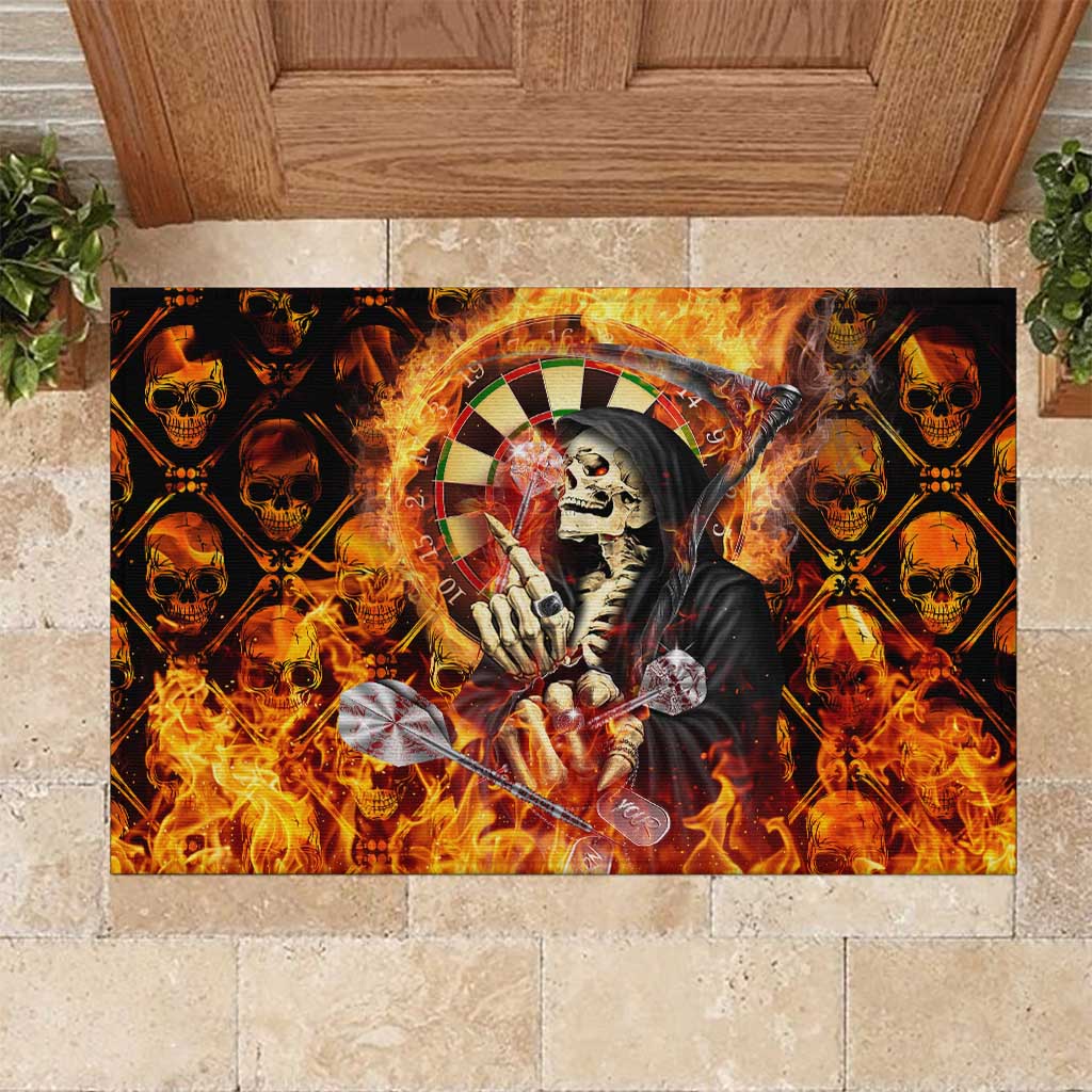 Skull Darts Rubber Doormat Death In Fire