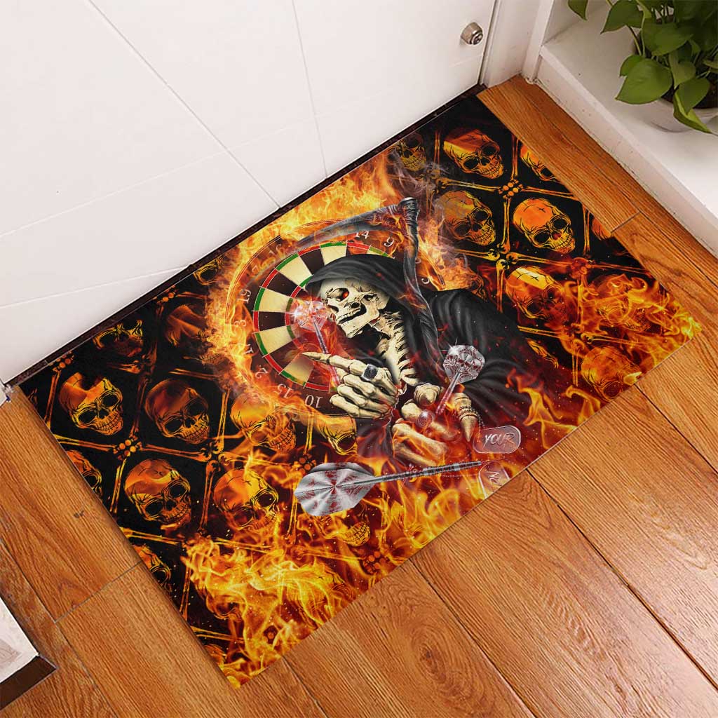 Skull Darts Rubber Doormat Death In Fire