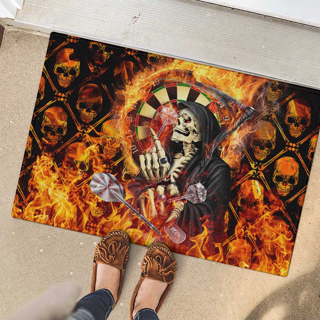 Skull Darts Rubber Doormat Death In Fire